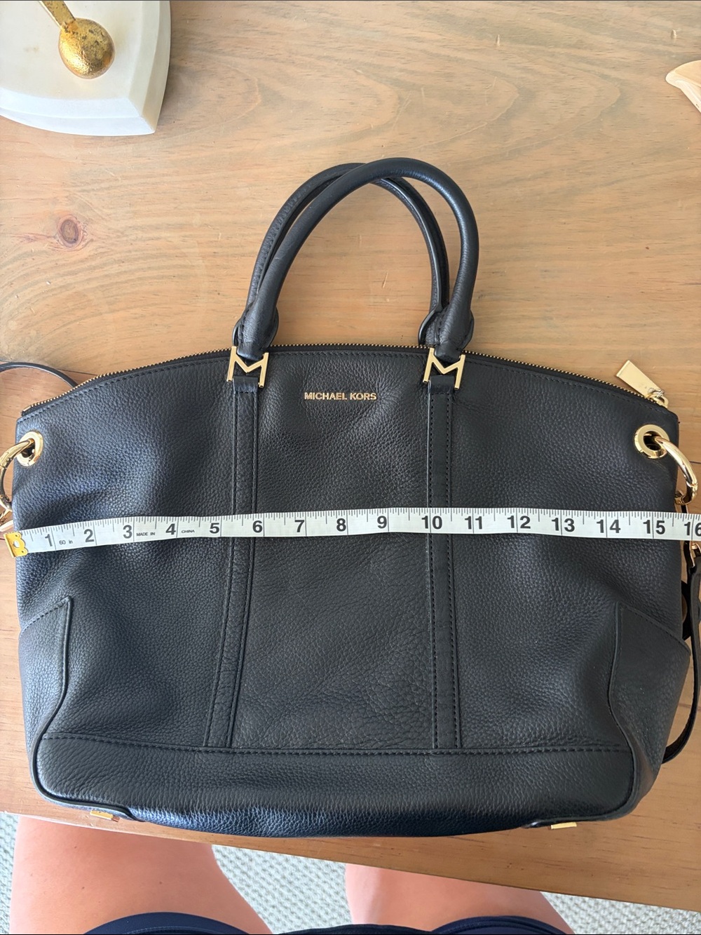 Michael Kors Black Pebbled Leather Satchel / Crossbody Bag - Picture 6 of 8